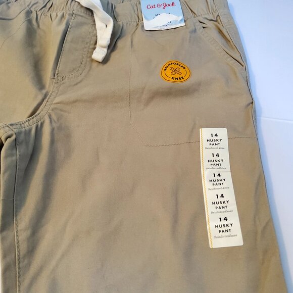 Cat & Jack Boys Khaki Stretch Drawstring Husky Pants Size 14 Straight fit design - Picture 5 of 10